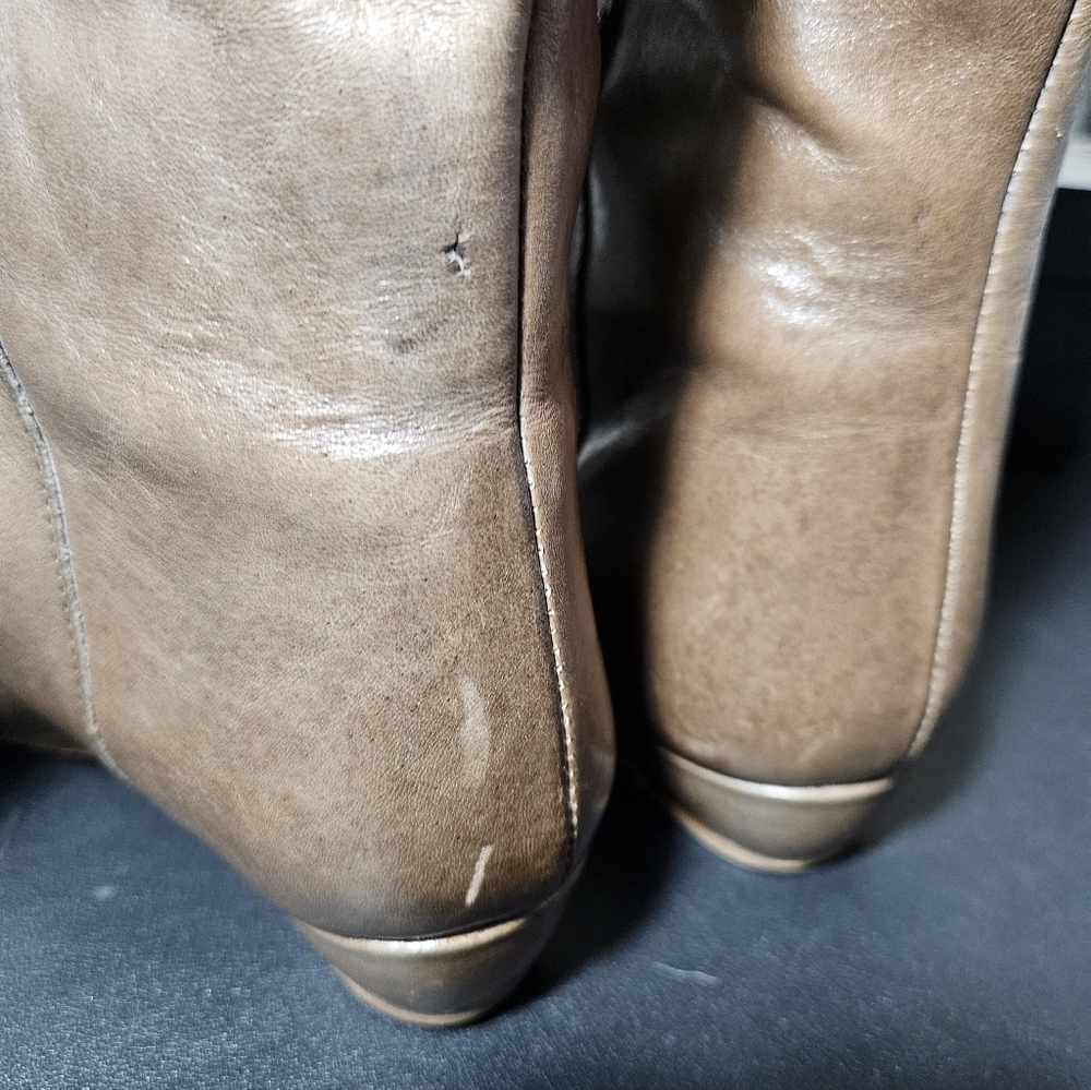 Loeffler Randall Matilde Brown Mocha Leather Wedge Pull-On Boots Size 7.5 - Picture 8 of 10